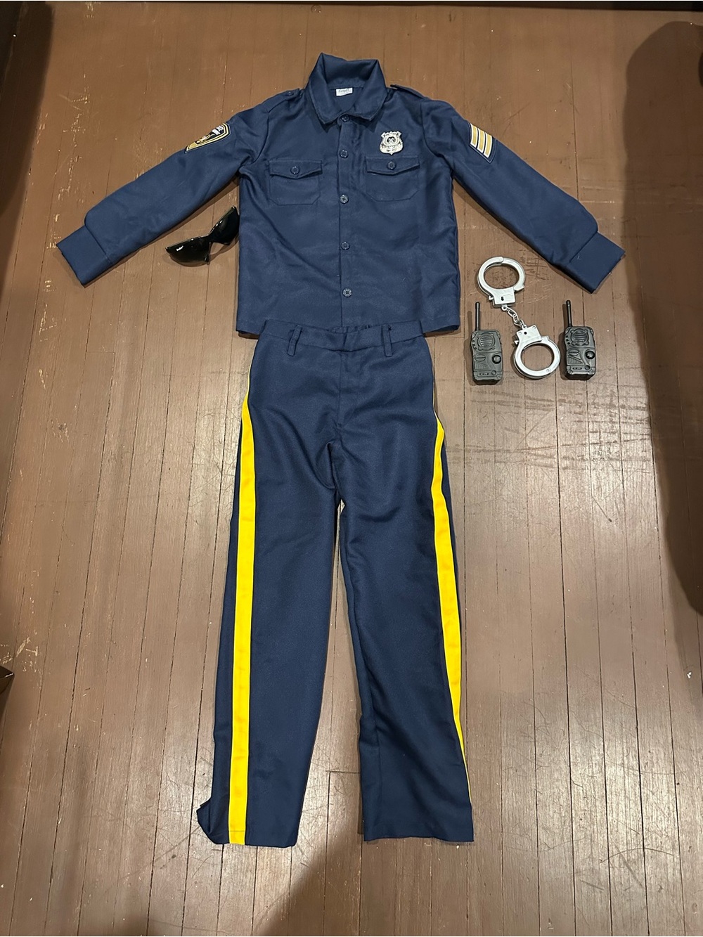 Spirit Navy Blue and Yellow Kids Police Costume Set M(4-6)